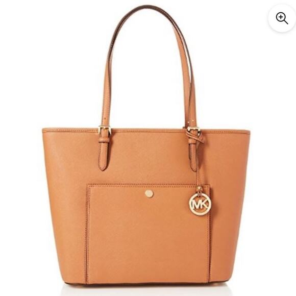 Michael Kors Handbags - Michael Kors Jet Set large Saffiano brown leather tote bag